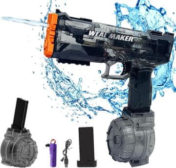 Nikcorp Električni pištolj na vodu puška s dva spremnika i punjivom baterijom, automat s One-Touch tehnologijom, domet i snaga, plavi