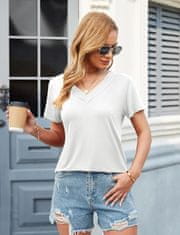 Nikcorp Ženska bluza majica s V-izrezom, labava tunika od viskoze i elastana, neprozirna, kratki rukavi, bijela boja, veličina M