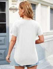 Nikcorp Ženska bluza majica s V-izrezom, labava tunika od viskoze i elastana, neprozirna, kratki rukavi, bijela boja, veličina M