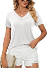 Nikcorp Ženska bluza majica s V-izrezom, labava tunika od viskoze i elastana, neprozirna, kratki rukavi, bijela boja, veličina M