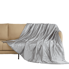 Nikcorp Satenska deka i prekrivač za krevet ili sofu, 220x240 cm, luksuzna sjajna siva tkanina, OEKO-TEX certifikat, mekana i prozračna