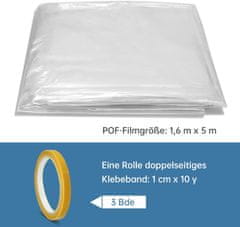 Nikcorp Termoizolacijska folija za prozore, zimska termoskupljajuća zaštita od hladnoće, POF prozirna folija, 1,6 x 5 m, za uštedu energije