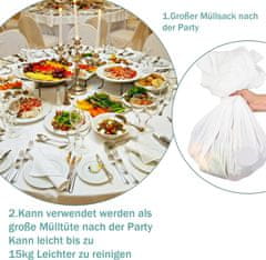 Nikcorp Okrugli stolnjak 213 cm, set 10 komada, bijeli jednokratni stolnjaci od PEVA materijala za vjenčanja, proslave i bankete