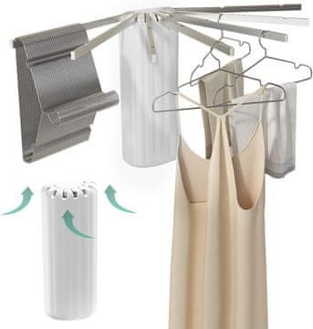 Nikcorp Zidno sušilo za rublje sklopivo, 7 šipki, aluminijska vješalica za odjeću s utorima, nosivost 20 kg, bijelo, ušteda prostora