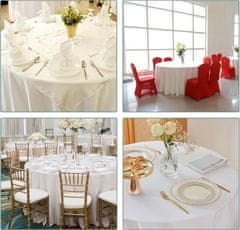 Nikcorp Okrugli stolnjak 213 cm, set 10 komada, bijeli jednokratni stolnjaci od PEVA materijala za vjenčanja, proslave i bankete