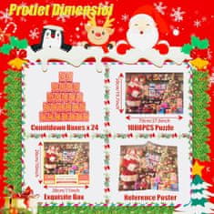 Nikcorp Adventski kalendar puzzle 1008 elemenata, Božićna slagalica 24 kutije, motiv Djedov dar, dimenzije 70x50 cm, blagdanski set 2025.