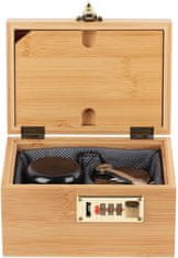 Nikcorp Bambusna kutija za bilje sa šifriranom bravom, pladnjem za motanje i staklenkom, podesive pregrade, 42,4 x 29,7 x 25,4 cm