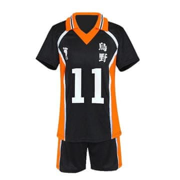 Nikcorp Haikyuu cosplay kostim Karasuno odbojkaški dres, set majica i kratke hlače, brzosušeći poliester, crna boja, veličina XXL