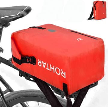 Nikcorp Torba za bicikl i ruksak 2u1 vodootporna, 18L, PVC materijal, sustav montaže na prtljažnik, reflektirajući elementi, crvena