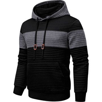 Nikcorp Muška majica s kapuljačom dugih rukava, sportska vafle struktura s klokan džepom, topla i udobna, crna, veličina XL