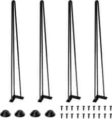 Nikcorp Noge za stol metalne hairpin 86 cm, crne, set 4 komada, visoka nosivost, s gumenim zaštitama za pod i vijcima za montažu