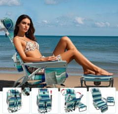Nikcorp Sklopive vrtne ležaljke za plažu s termo torbom i stolom, set 2 komada, 5 položaja, aluminijski okvir, plave, 120 kg