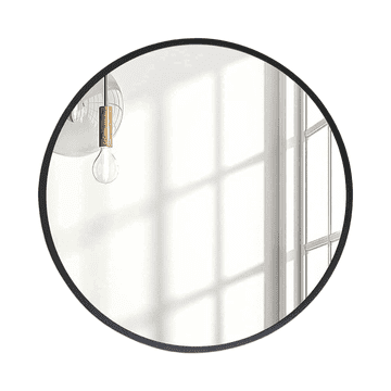 Nikcorp Okruglo zidno ogledalo 50 cm s metalnim okvirom, crno, moderno ogledalo za kupaonicu, hodnik i dnevni boravak, otporno na vlagu