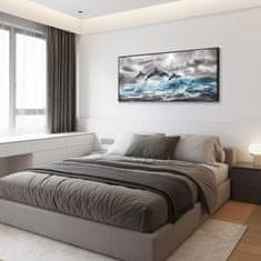 Nikcorp Slika na platnu Delfini u crnom okviru od punog drva, HD ispis otporan na vlagu, moderna zidna dekoracija, 50x100 cm