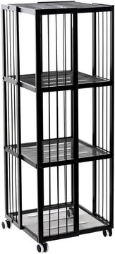 Nikcorp Metalna polica na kotačima, samostojeći regal s 3 razine, industrijski stalak za knjige i biljke, čelik, 60kg, crna mat