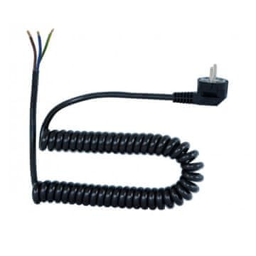 F-ELEKTRO Spiralni priključni kabel - kutni utikač 3x1,00 05VVH8-F crni - 3m