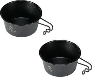 Nikcorp Kamperske šalice od nehrđajućeg čelika, set 2 komada, 450 ml, duboke Sierra Cup posude s mjernom skalom, crne, za kuhanje