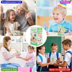 Nikcorp Drveni sorter oblika i boja Montessori edukativna igračka od bukovog drveta za razvoj fine motorike i logike, dugin set blokova