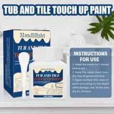 Nikcorp Emajl za popravak kade i pločica, univerzalni set za reparaciju keramike i sanitarija, 60ml, bijeli visoki sjaj, brzo sušenje