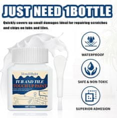 Nikcorp Emajl za popravak kade i pločica, univerzalni set za reparaciju keramike i sanitarija, 60ml, bijeli visoki sjaj, brzo sušenje