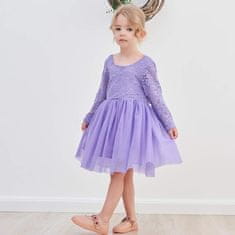 Nikcorp Haljina za djevojčice od tila i čipke, dugi rukav, svečana tutu haljina s pamučnom podstavom, crna, veličina 100 cm