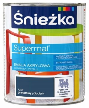 Śnieżka Supermal akrilna emajl boja za drvo i metal A306 tamnoplava, polusjaj, 0,8 l
