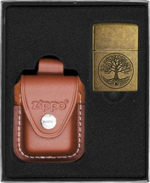 ZIPPO set upaljača TREE OF LIVE ANTIQUE BRASS poklon set br. 4