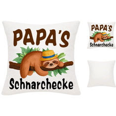 Nikcorp Ukrasna jastučnica za tatu s motivom ljenjivca, lanena navlaka za jastuk, bež boja, skriveni zatvarač, 45x45 cm, poklon za Dan očeva