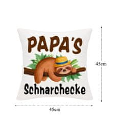 Nikcorp Ukrasna jastučnica za tatu s motivom ljenjivca, lanena navlaka za jastuk, bež boja, skriveni zatvarač, 45x45 cm, poklon za Dan očeva