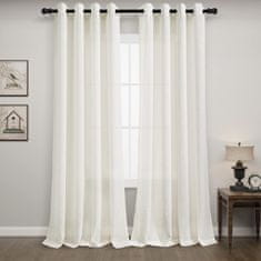 Nikcorp Lanene zavjese poluprozirne za dnevni boravak, set 2 komada, krem bijele, boho rustikalni stil, 225x140 cm, Joywell