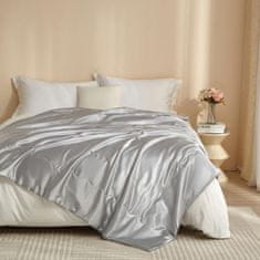 Nikcorp Satenska deka i prekrivač za krevet ili sofu, 220x240 cm, luksuzna sjajna siva tkanina, OEKO-TEX certifikat, mekana i prozračna