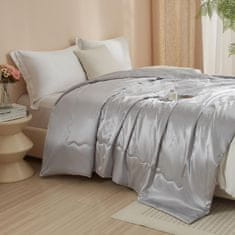 Nikcorp Satenska deka i prekrivač za krevet ili sofu, 220x240 cm, luksuzna sjajna siva tkanina, OEKO-TEX certifikat, mekana i prozračna