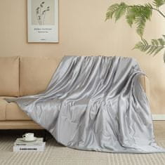 Nikcorp Satenska deka i prekrivač za krevet ili sofu, 220x240 cm, luksuzna sjajna siva tkanina, OEKO-TEX certifikat, mekana i prozračna