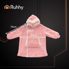 Ruhhy Hoodie deka s rukavima 120 × 190 cm – roza