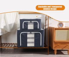 HOME & MARKER® Sklopiva tekstilna kutija za pohranu odjeće, s patentom i prozorom, zaštita od prašine, 2 kom (Plava, 66L) | S2TACKBOX