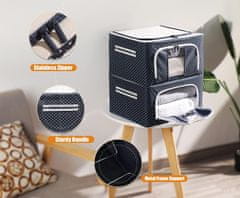 HOME & MARKER® Sklopiva tekstilna kutija za pohranu odjeće, s patentom i prozorom, zaštita od prašine, 2 kom (Plava, 66L) | S2TACKBOX