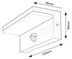 Rabalux Vanjska zidna svjetiljka 77115 Zaragoza LED 9W, 800lm,4000K, IP54, PIR, black