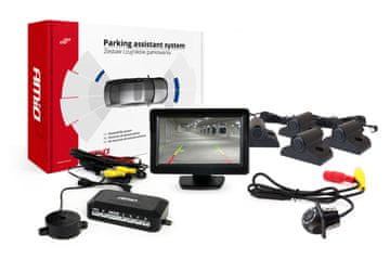 AMIO TFT01 4,3" komplet parkirnih senzora s HD-305-LED kamerom, 4 senzora, crni, kn