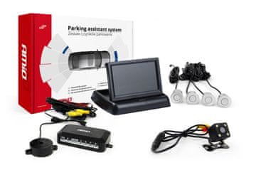 AMIO TFT02 4,3" komplet parkirnih senzora s HD-315-LED kamerom, 4 srebrna senzora