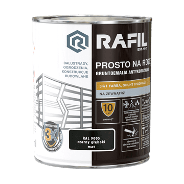 Śnieżka RAFIL protiv hrđe duboka crna RAL9005 0,75 l