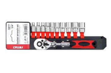 AMIO Set nasadnih ključeva s račvastim mehanizmom, 11 dijelova, 1/4" 4-13 mm -02413