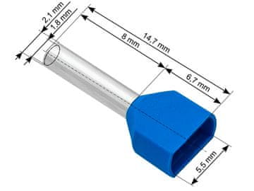 slomart Blow 43-083# Izolirani konektor tuljak 2x0,75/8 mm, plavi, 100 kom.