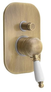 SAPHO KIRKÉ WHITE ugradbena tuš baterija, retro dizajn, brončana s bijelom ručkom