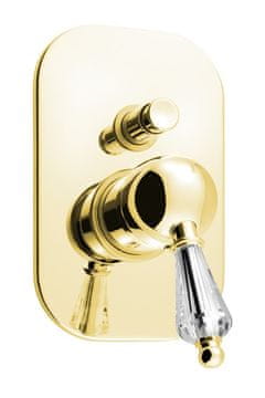 SAPHO KIRKÉ CRYSTAL ugradbena tuš miješalica, 2 izlaza, ručica s kristalom, zlatna