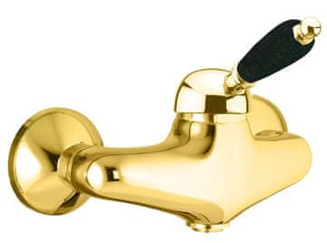 SAPHO KIRKÉ BLACK zidna retro mješalica za tuš, zlatna, crna ručka