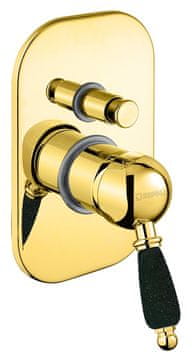 SAPHO KIRKÉ BLACK Ugradna Zlatna Retro Mješalica za Tuš s Crnom Ručkom, 2 Izlaza