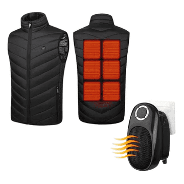 VIVVA® Uniseks grijani prsluk s 4 grijača, 3 razine grijanja, USB | FLAMEVEST + BURNY