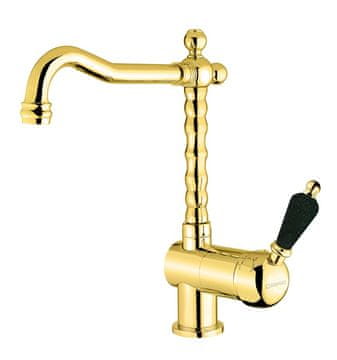 SAPHO KIRKÉ BLACK kuhinjska slavina s crnom ručkom, zlatna završna obrada