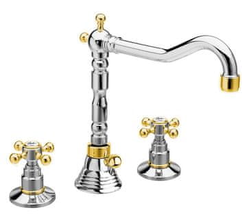 SAPHO ANTEA Retro Slavina za Umivaonik s Izljevom i Otpustom, Krom/Zlato