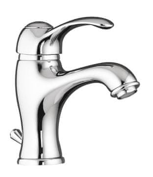 SAPHO KIRKÉ slavina za umivaonik s ispustom, kromirana retro miješalica